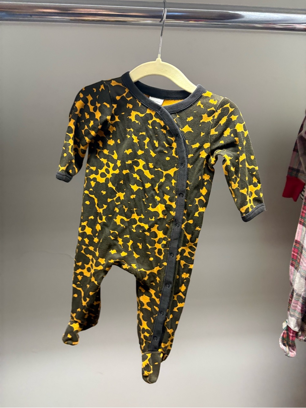 Abstract Print Footed Kimono-Style Romper